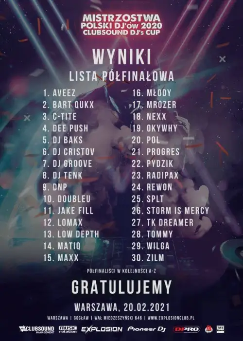 Lista półfinalistów
