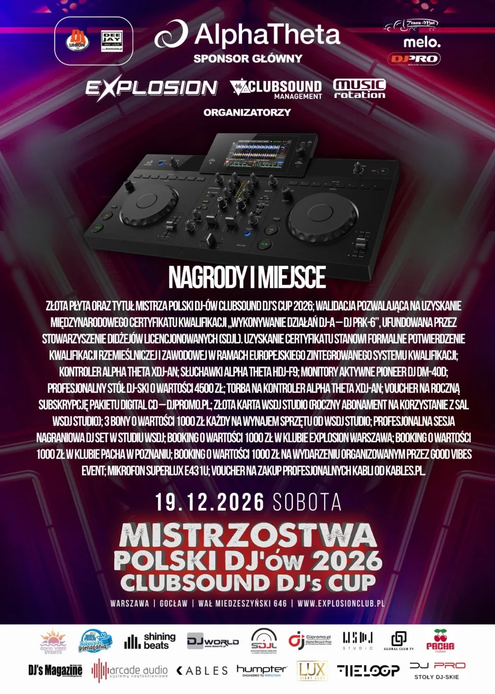 Nagrody i miejsce na Mistrzostwach Polski DJ-ów Clubsound DJ’s Cup 2026